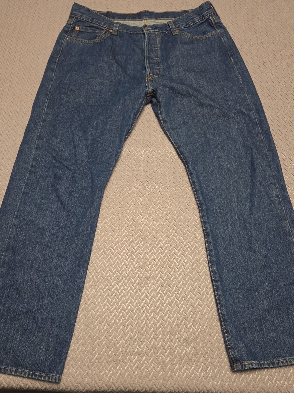 Men's Levis 501 Button Fly Blue Straight-Leg Jeans
